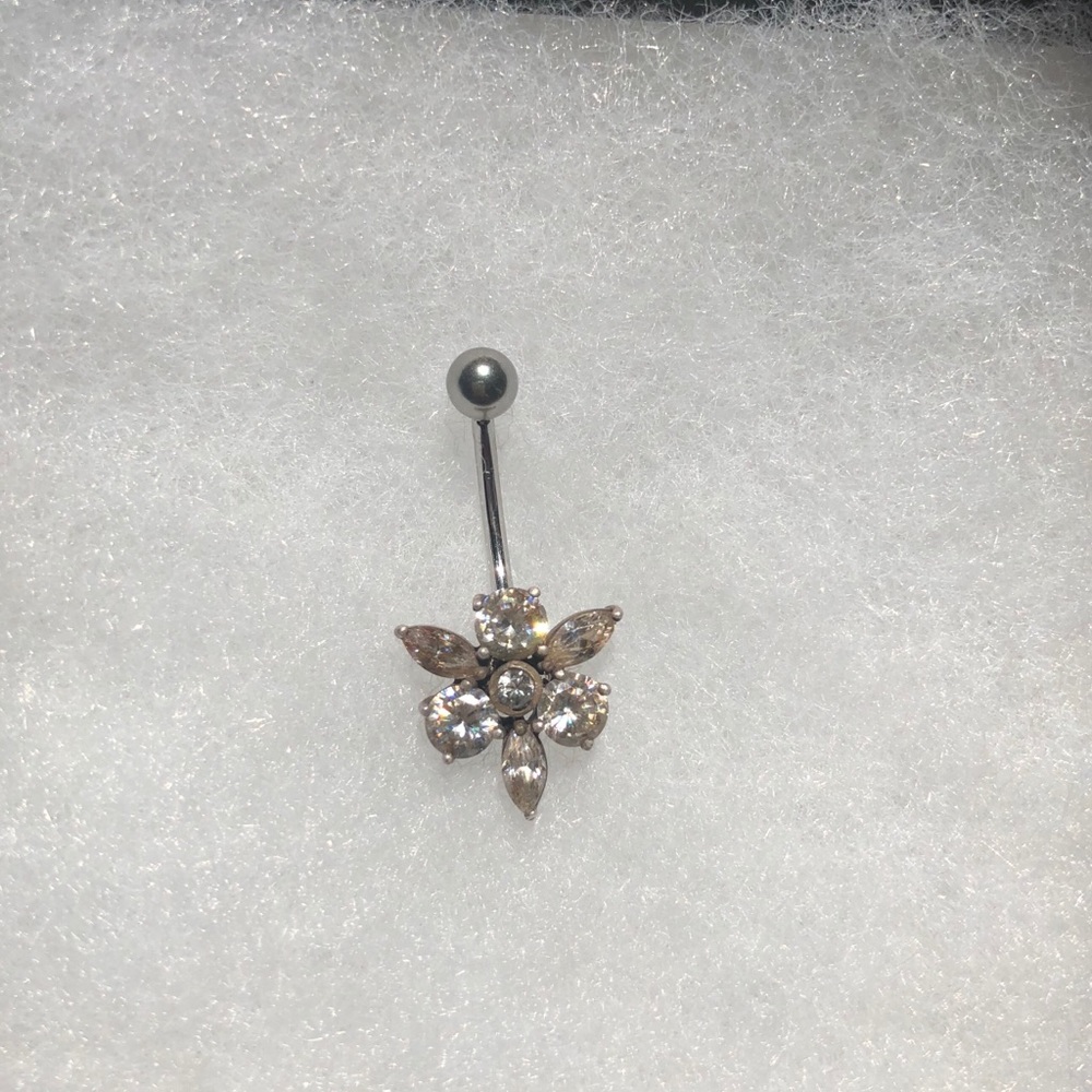 Belly Button Ring Flower Style Sterling Silver